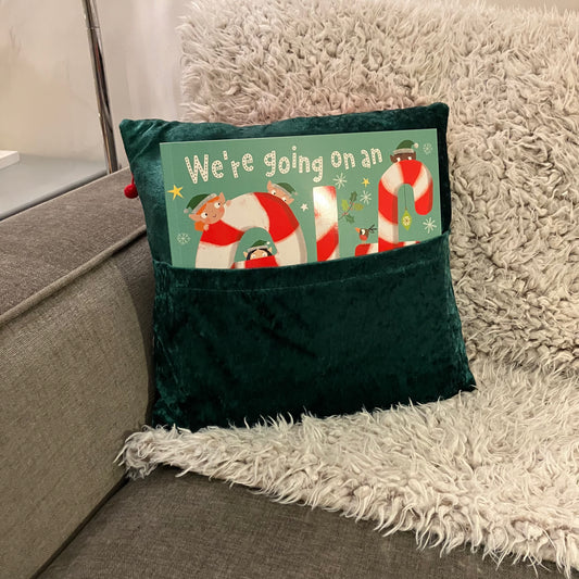 Personalised Elf Jumper Book Cushion