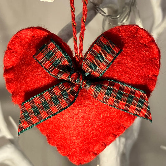 Red Heart & Bow Small Christmas Tree Decoration