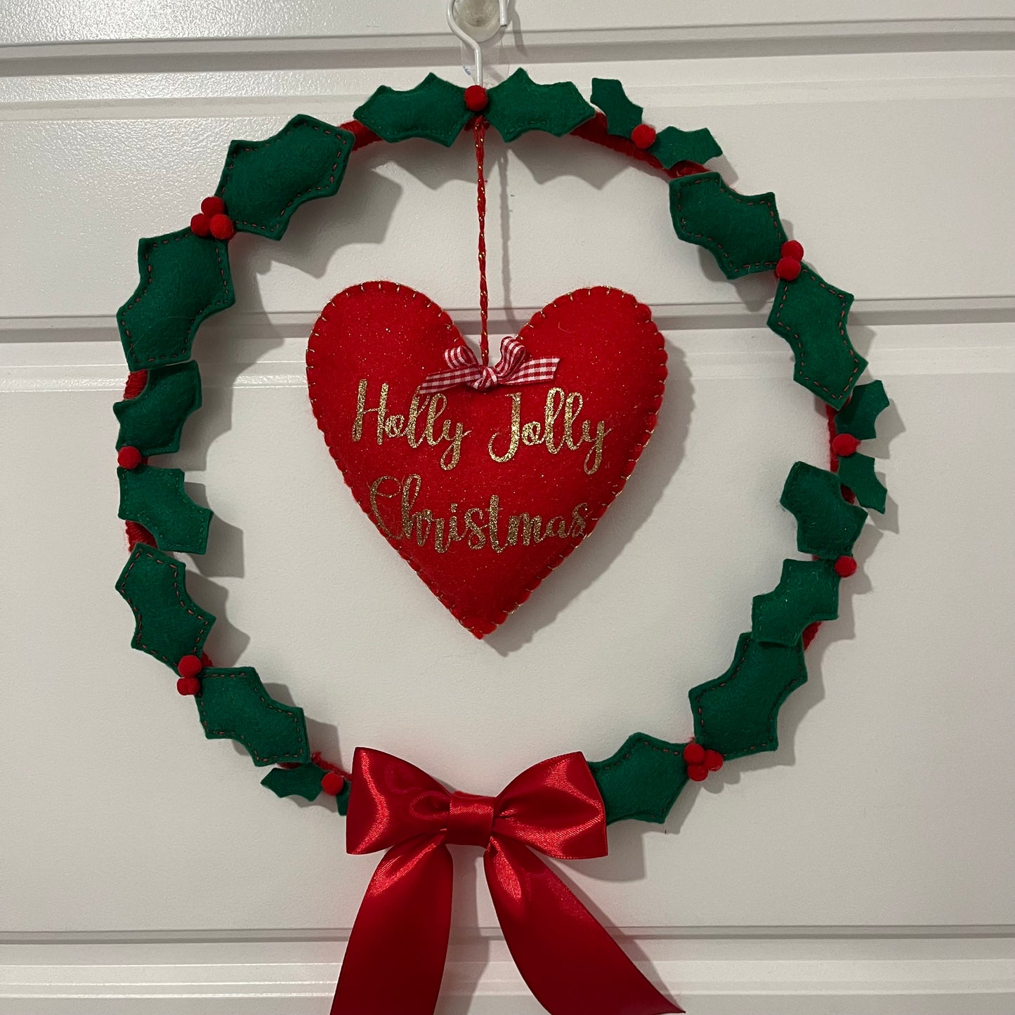 "Holly Jolly Christmas" Heart Hoop Wreath