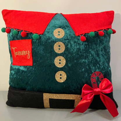 Personalised Elf Jumper Book Cushion