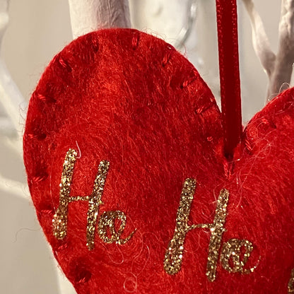 "Ho Ho Ho" Heart Small Christmas Tree Decoration
