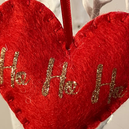 "Ho Ho Ho" Heart Small Christmas Tree Decoration