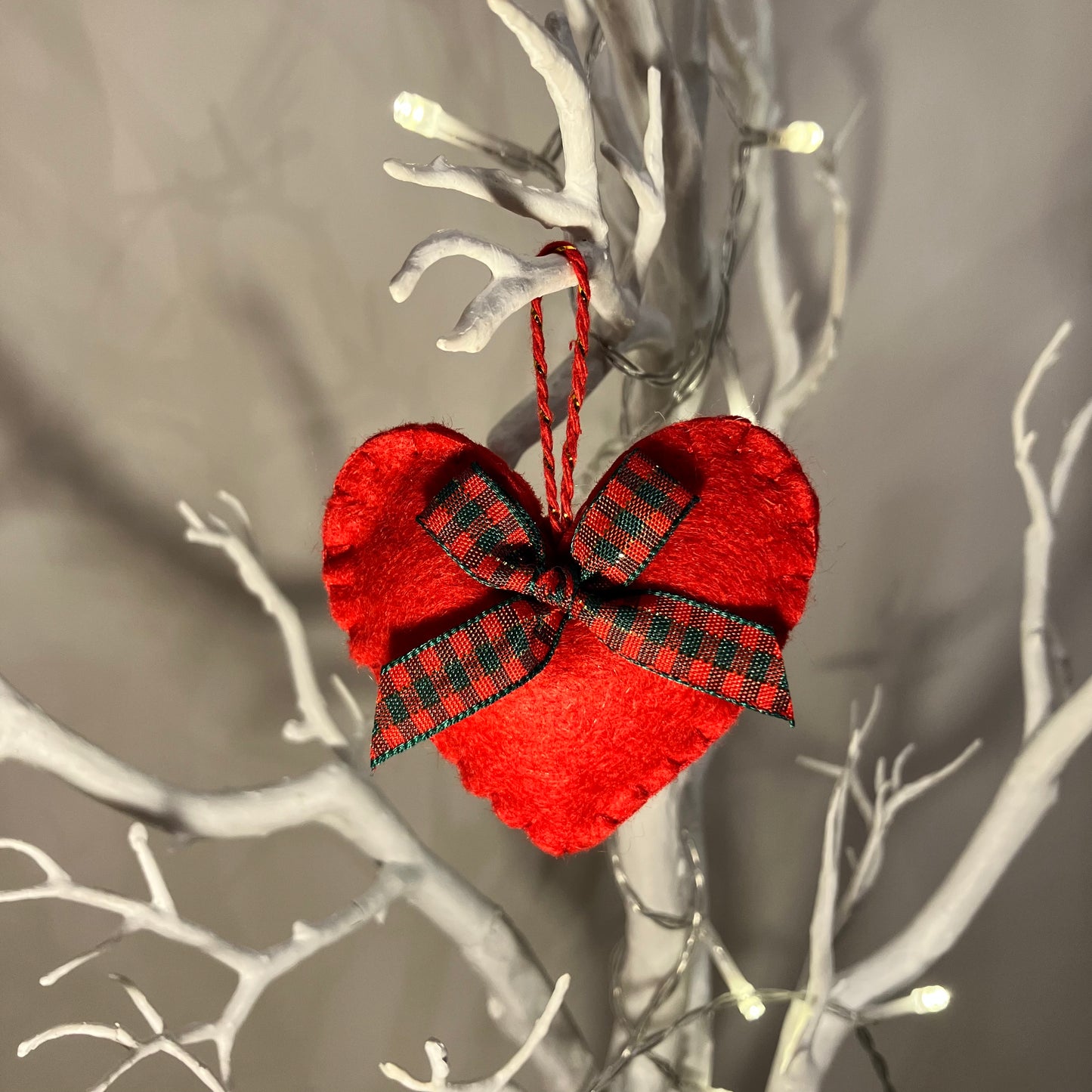 Red Heart & Bow Small Christmas Tree Decoration