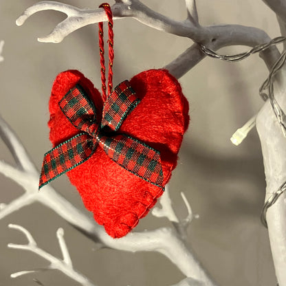 Red Heart & Bow Small Christmas Tree Decoration