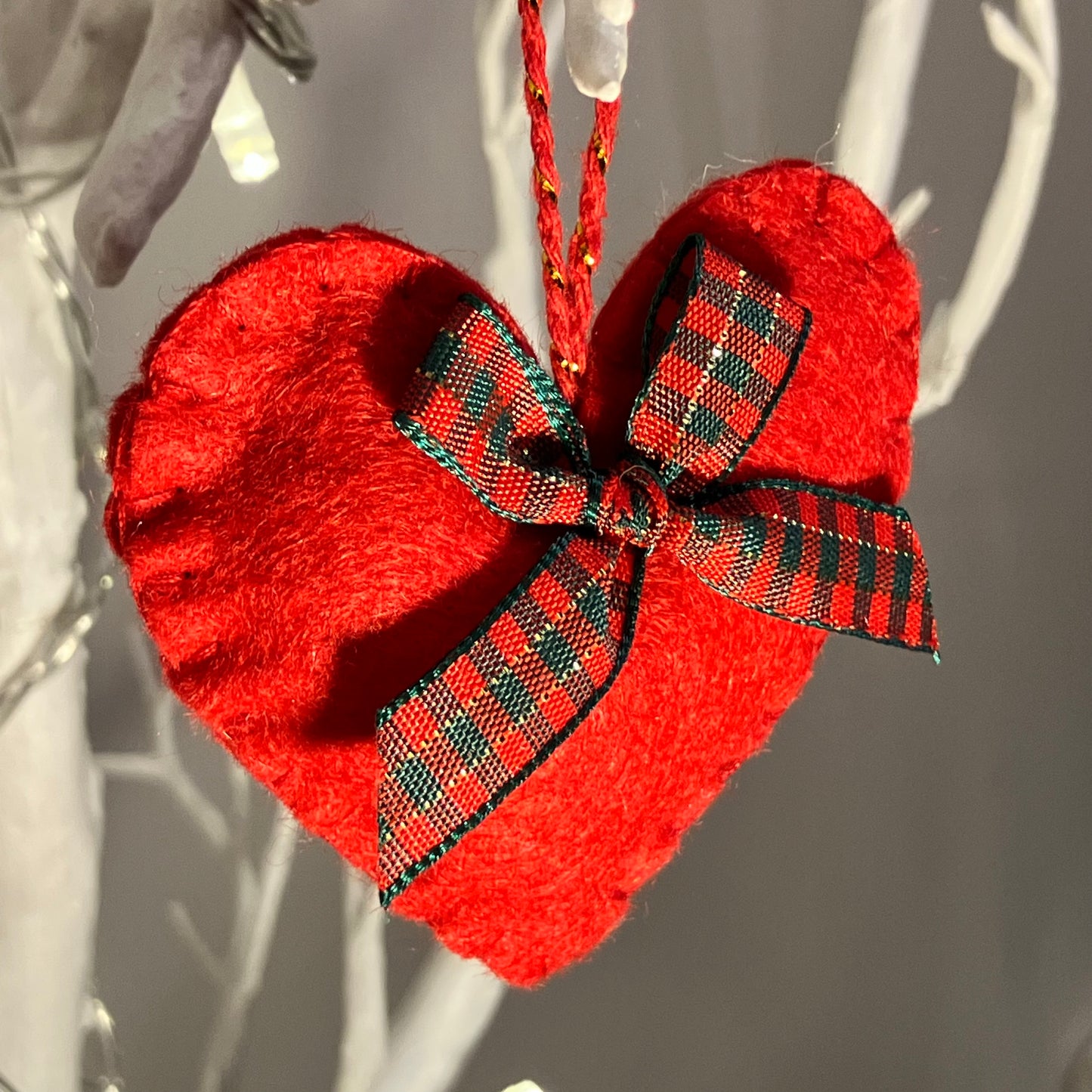 Red Heart & Bow Small Christmas Tree Decoration