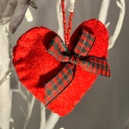 Red Heart & Bow Small Christmas Tree Decoration