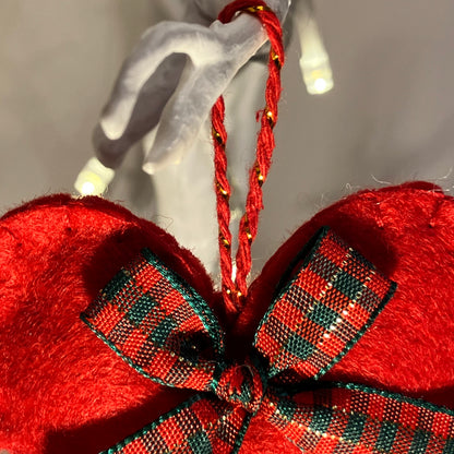 Red Heart & Bow Small Christmas Tree Decoration