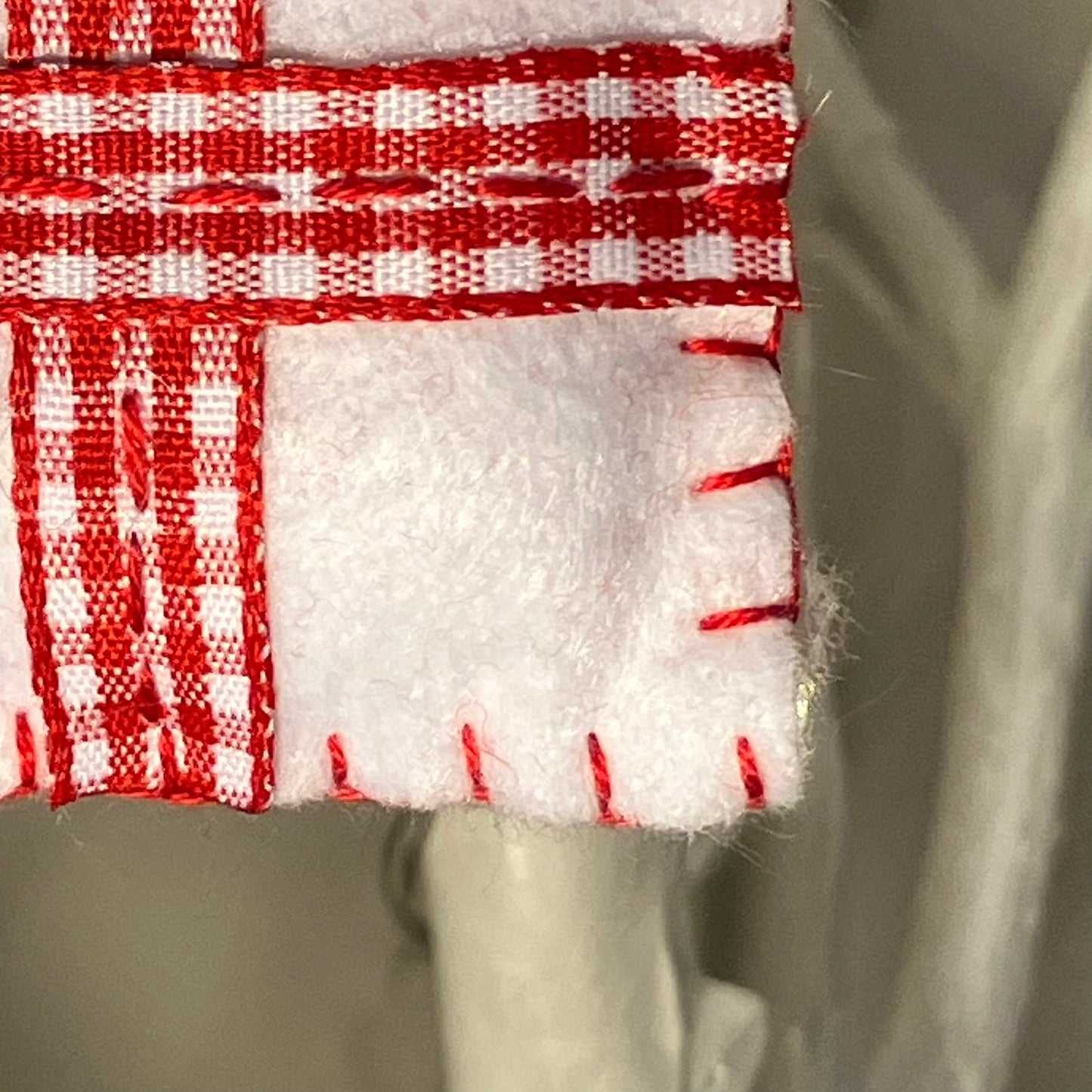 Red & White Present Small Christmas Tree Decoration