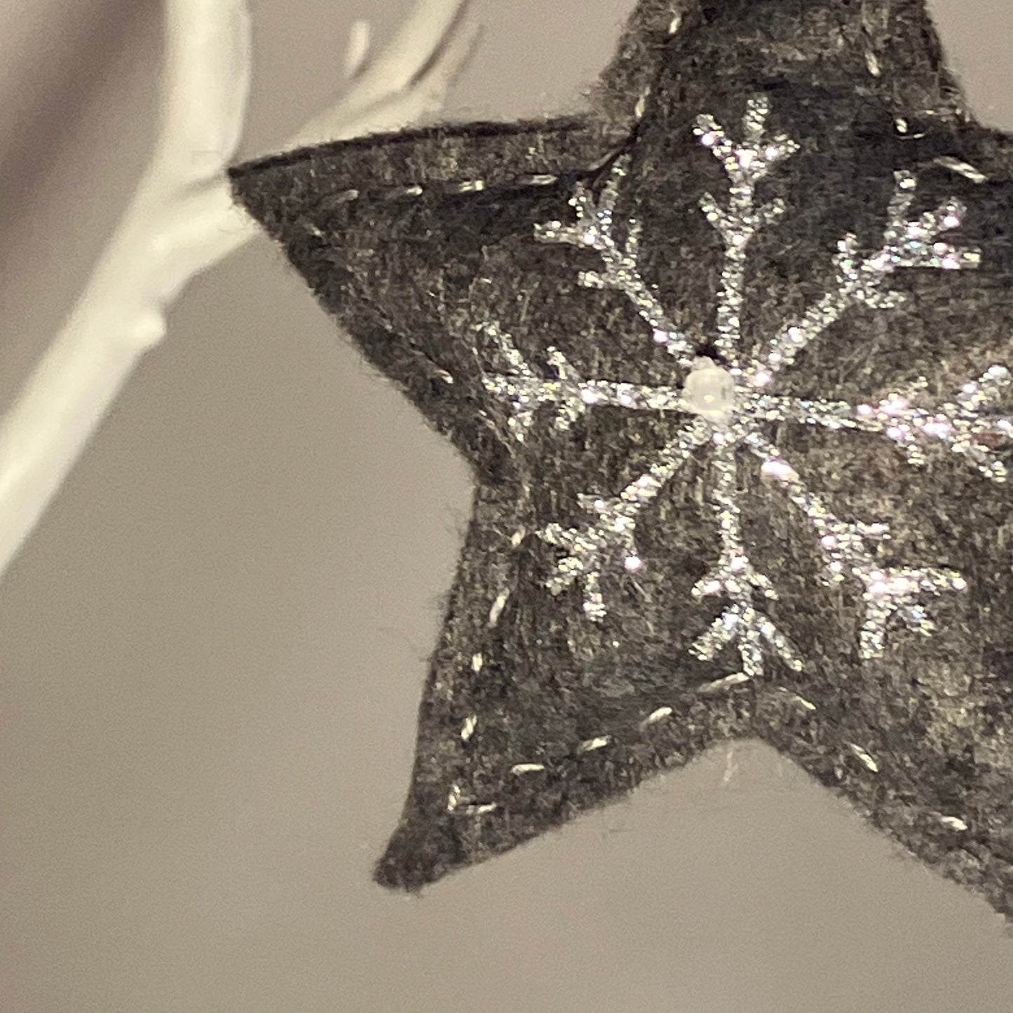 Grey Snowflake Heart Small Christmas Tree Decoration