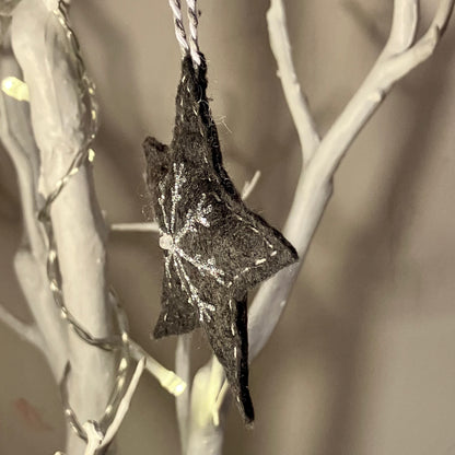 Grey Snowflake Heart Small Christmas Tree Decoration