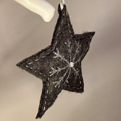 Grey Snowflake Heart Small Christmas Tree Decoration