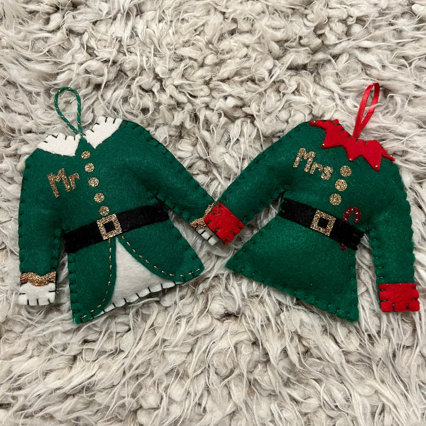 Mr & Mrs Elf Jumper Christmas Tree Decorations (Set of 2)