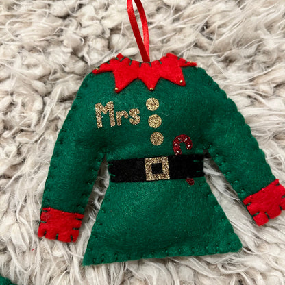Mr & Mrs Elf Jumper Christmas Tree Decorations (Set of 2)